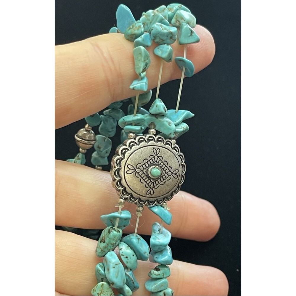 Southwestern Silver Tone Turquoise Coral Bead Necklace & Bracelet Lot Untested - Picture 10 of 14